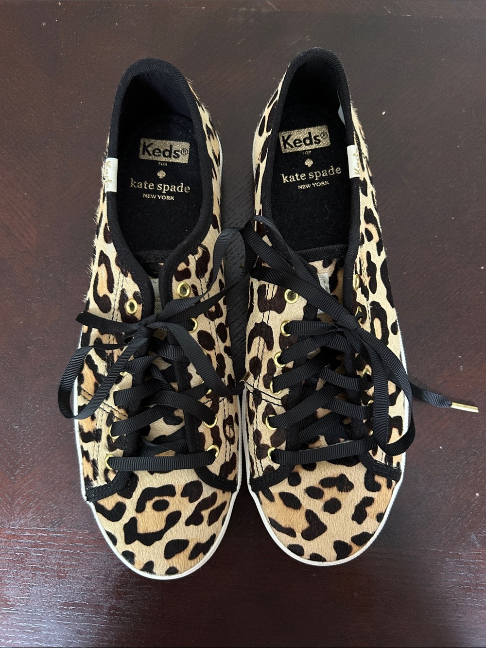 kate spade Keds Leopard-Print Kids Sneakers - Black & Tan